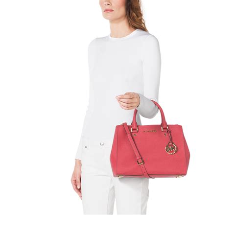 michael michael kors sutton medium saffiano leather satchel red|Sutton Medium Saffiano Leather Satchel .